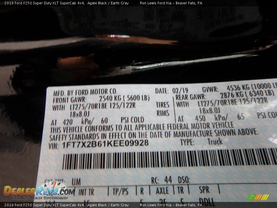 2019 Ford F250 Super Duty XLT SuperCab 4x4 Agate Black / Earth Gray Photo #12