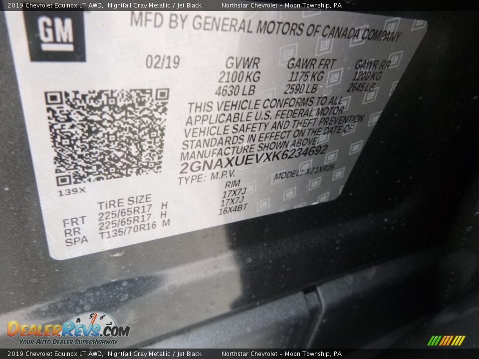 2019 Chevrolet Equinox LT AWD Nightfall Gray Metallic / Jet Black Photo #16