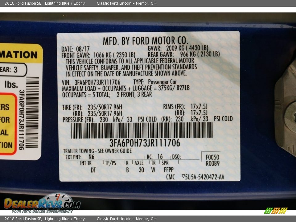 2018 Ford Fusion SE Lightning Blue / Ebony Photo #19