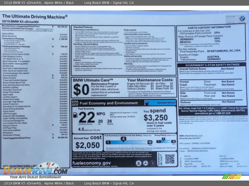 2019 BMW X5 xDrive40i Alpine White / Black Photo #10