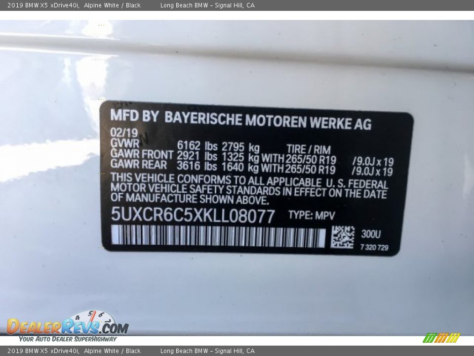 2019 BMW X5 xDrive40i Alpine White / Black Photo #11