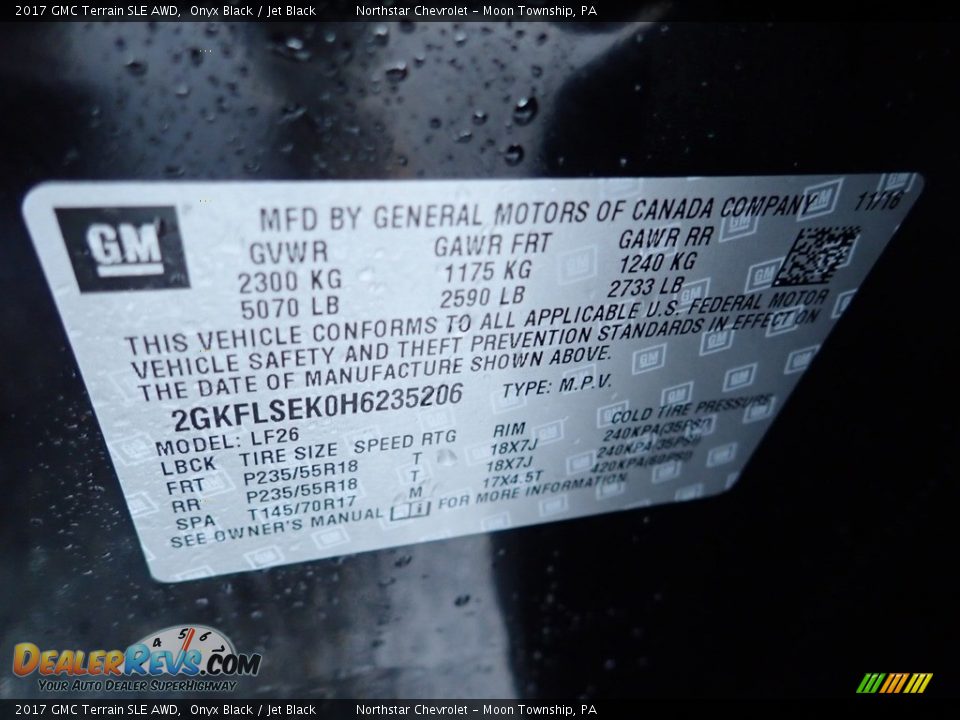 2017 GMC Terrain SLE AWD Onyx Black / Jet Black Photo #28