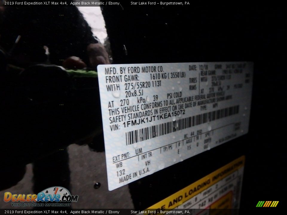 2019 Ford Expedition XLT Max 4x4 Agate Black Metallic / Ebony Photo #15