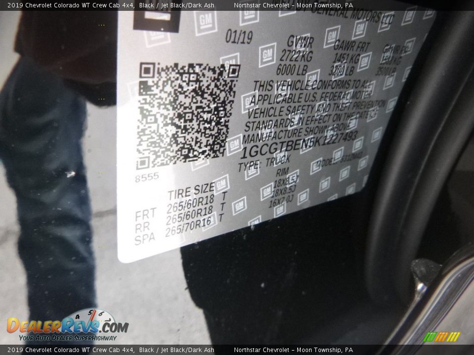 2019 Chevrolet Colorado WT Crew Cab 4x4 Black / Jet Black/Dark Ash Photo #16