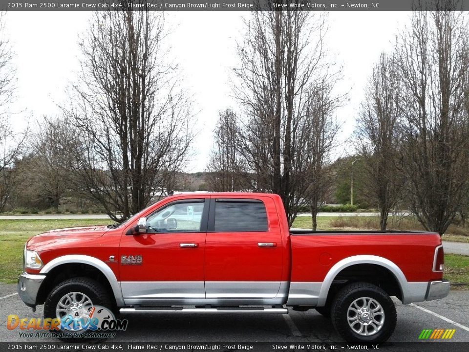2015 Ram 2500 Laramie Crew Cab 4x4 Flame Red / Canyon Brown/Light Frost Beige Photo #1