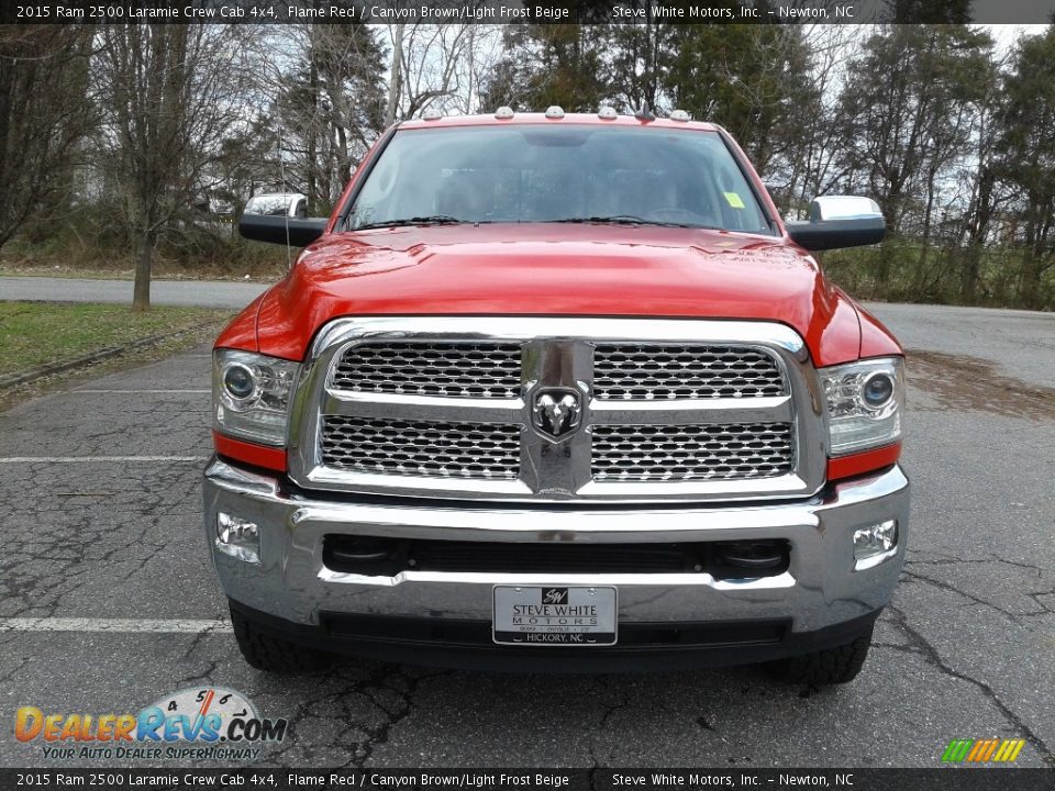 2015 Ram 2500 Laramie Crew Cab 4x4 Flame Red / Canyon Brown/Light Frost Beige Photo #3