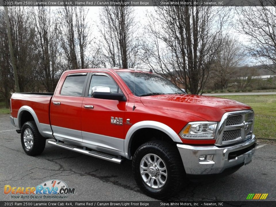 2015 Ram 2500 Laramie Crew Cab 4x4 Flame Red / Canyon Brown/Light Frost Beige Photo #4