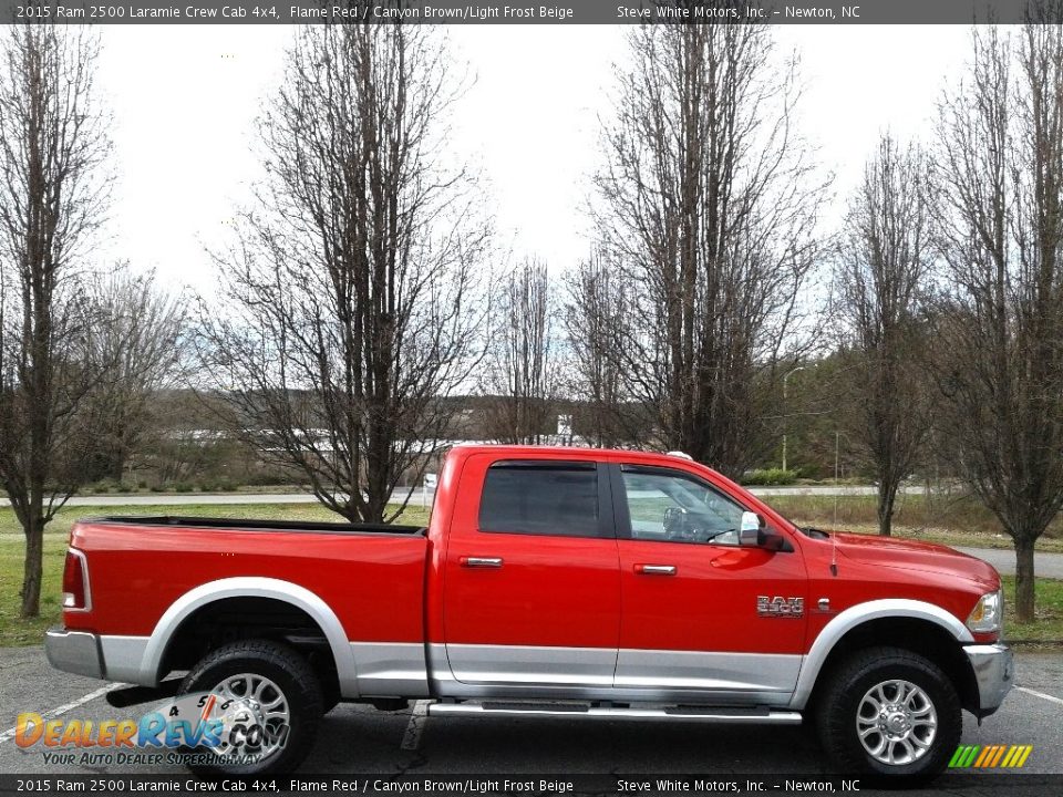 2015 Ram 2500 Laramie Crew Cab 4x4 Flame Red / Canyon Brown/Light Frost Beige Photo #5
