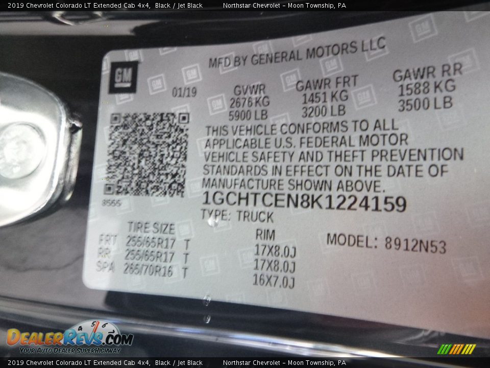 2019 Chevrolet Colorado LT Extended Cab 4x4 Black / Jet Black Photo #15