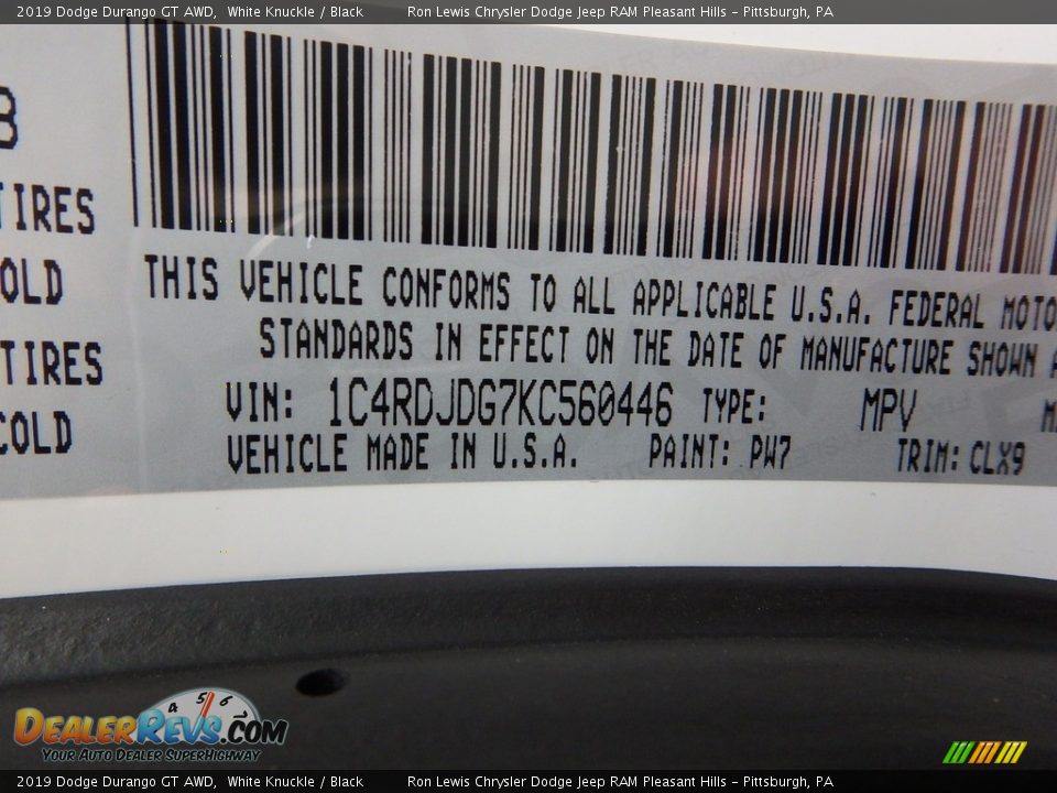 2019 Dodge Durango GT AWD White Knuckle / Black Photo #15