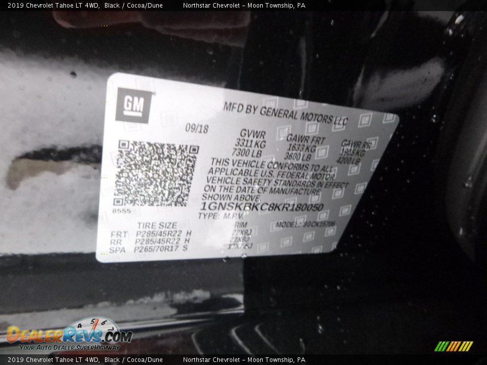 2019 Chevrolet Tahoe LT 4WD Black / Cocoa/Dune Photo #13