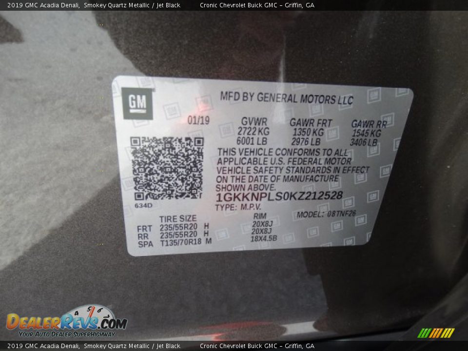 2019 GMC Acadia Denali Smokey Quartz Metallic / Jet Black Photo #34