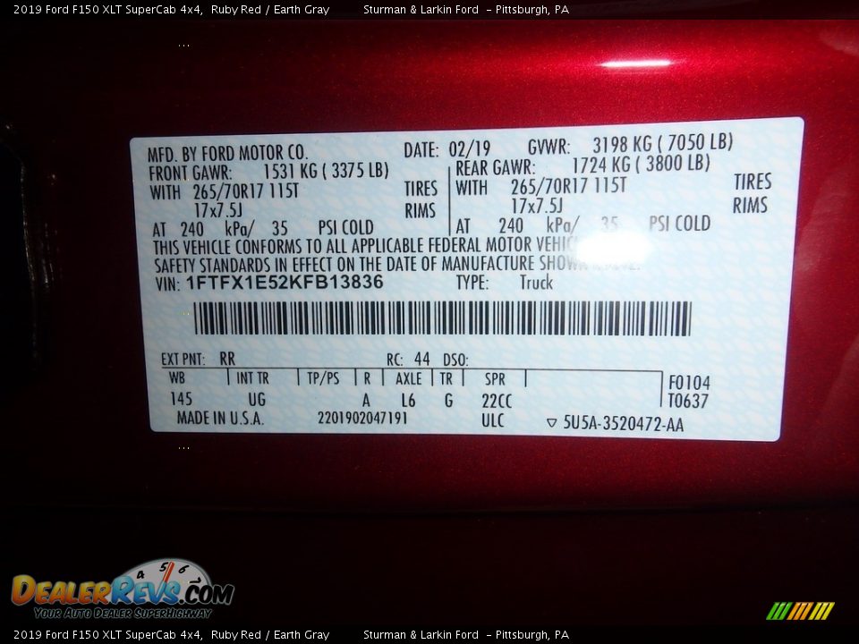 2019 Ford F150 XLT SuperCab 4x4 Ruby Red / Earth Gray Photo #10