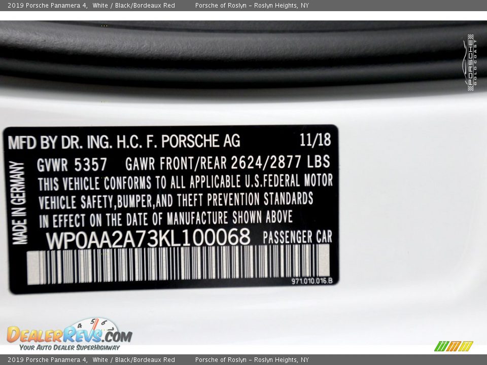 2019 Porsche Panamera 4 White / Black/Bordeaux Red Photo #26