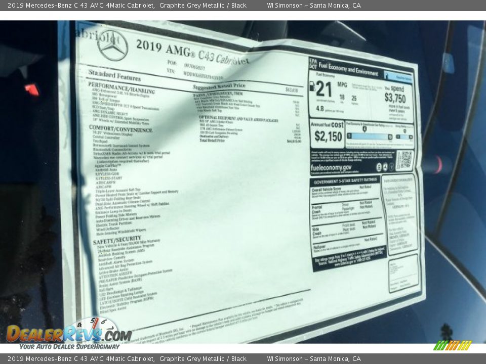 2019 Mercedes-Benz C 43 AMG 4Matic Cabriolet Graphite Grey Metallic / Black Photo #10