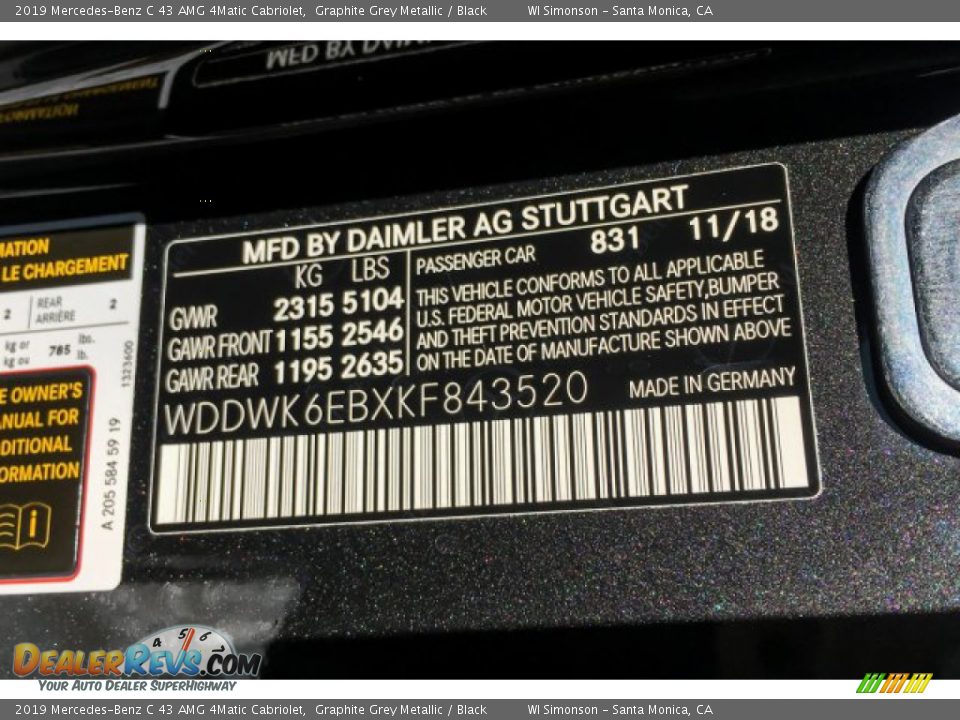 2019 Mercedes-Benz C 43 AMG 4Matic Cabriolet Graphite Grey Metallic / Black Photo #11