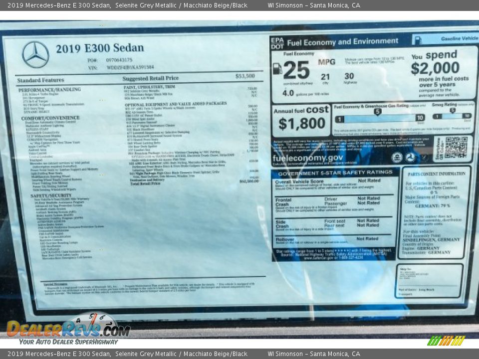 2019 Mercedes-Benz E 300 Sedan Selenite Grey Metallic / Macchiato Beige/Black Photo #10