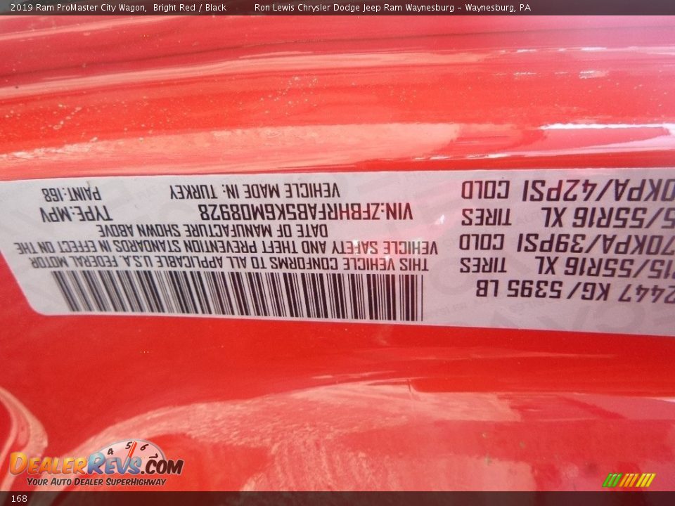 Ram Color Code 168 Bright Red