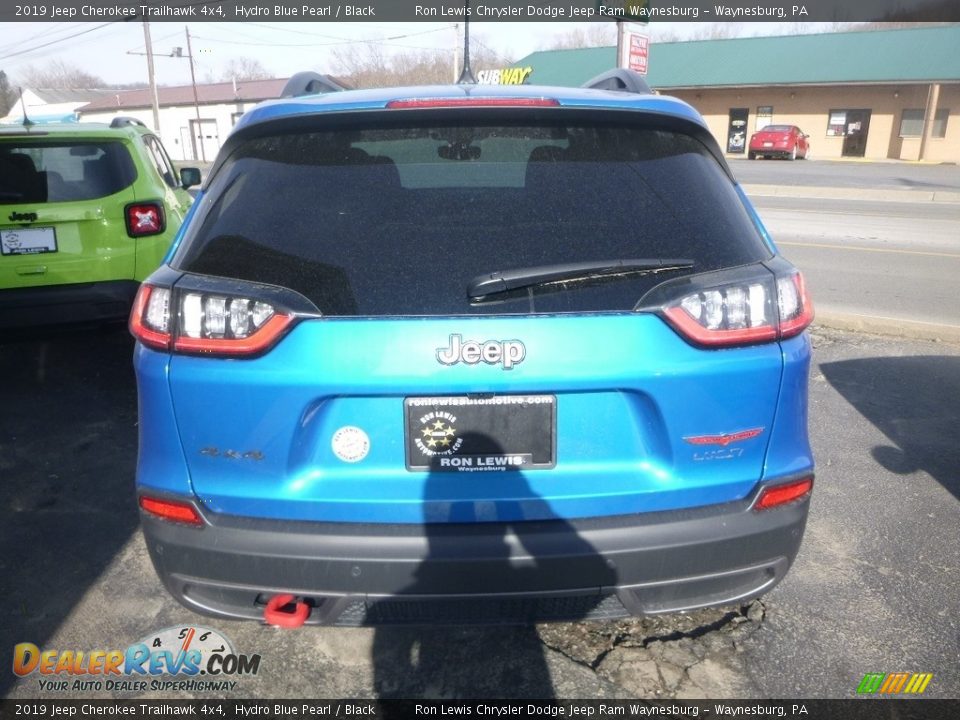 2019 Jeep Cherokee Trailhawk 4x4 Hydro Blue Pearl / Black Photo #3