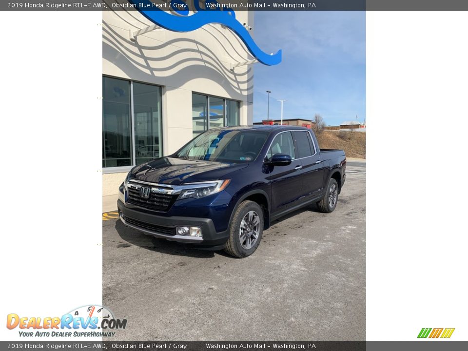 2019 Honda Ridgeline RTL-E AWD Obsidian Blue Pearl / Gray Photo #2
