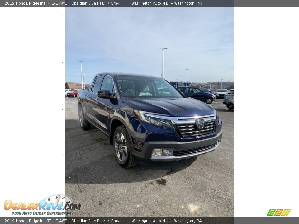 2019 Honda Ridgeline RTL-E AWD Obsidian Blue Pearl / Gray Photo #4