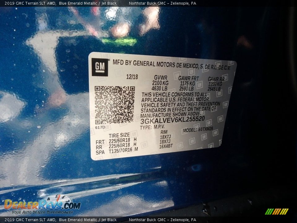 2019 GMC Terrain SLT AWD Blue Emerald Metallic / Jet Black Photo #15