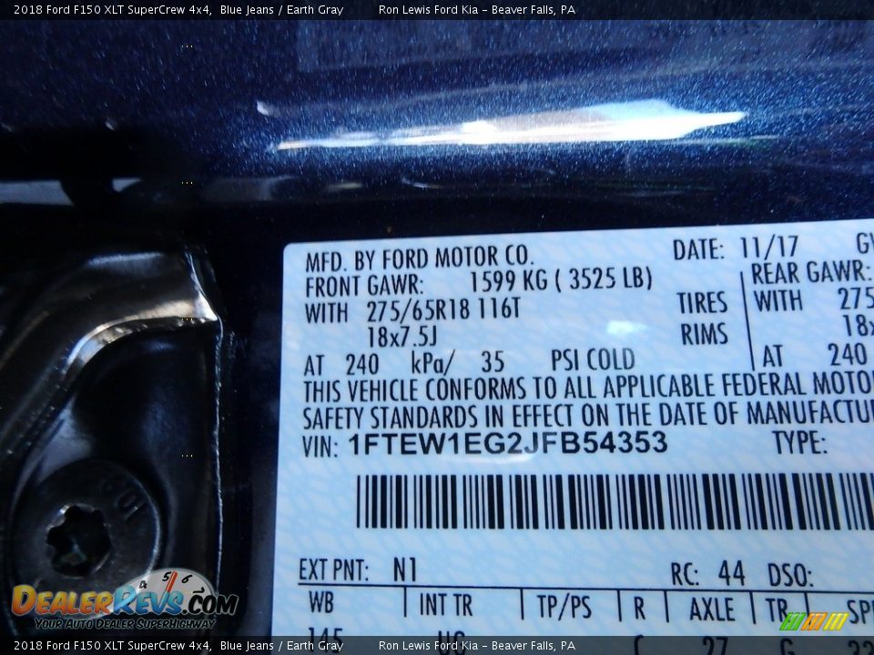 2018 Ford F150 XLT SuperCrew 4x4 Blue Jeans / Earth Gray Photo #15