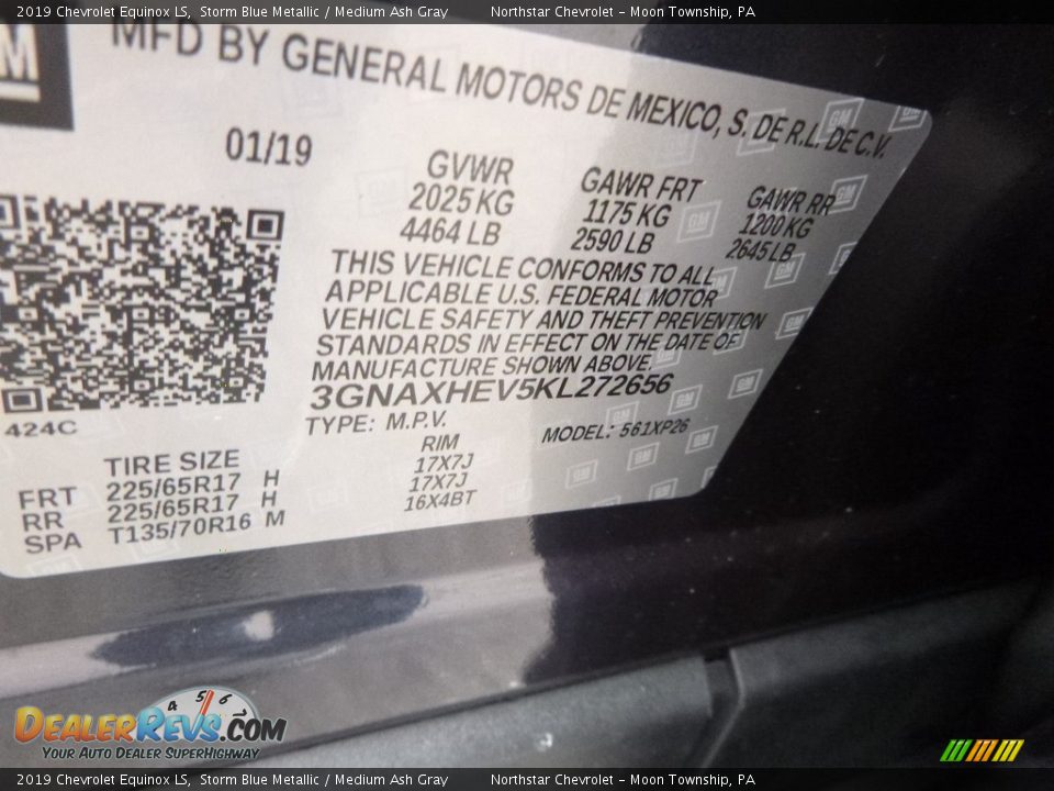 2019 Chevrolet Equinox LS Storm Blue Metallic / Medium Ash Gray Photo #16