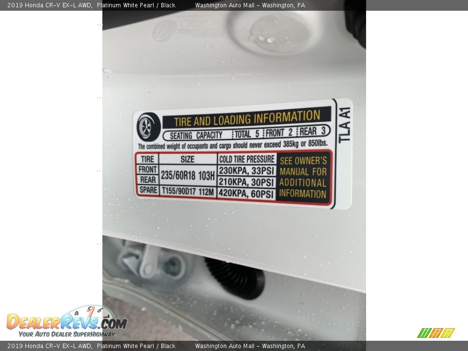 2019 Honda CR-V EX-L AWD Platinum White Pearl / Black Photo #13