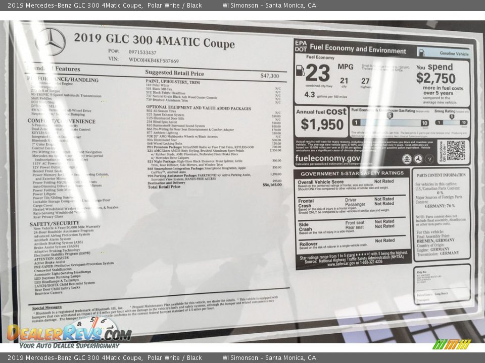 2019 Mercedes-Benz GLC 300 4Matic Coupe Polar White / Black Photo #10