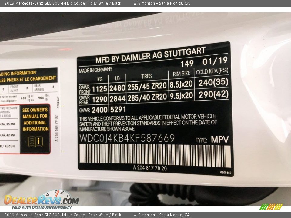 2019 Mercedes-Benz GLC 300 4Matic Coupe Polar White / Black Photo #11