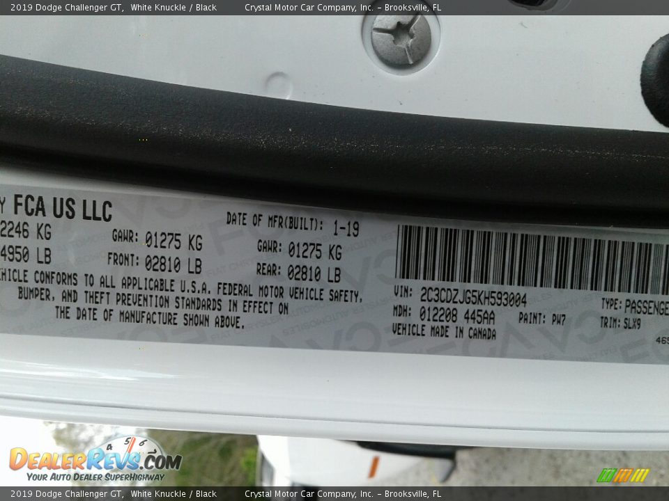 2019 Dodge Challenger GT White Knuckle / Black Photo #21