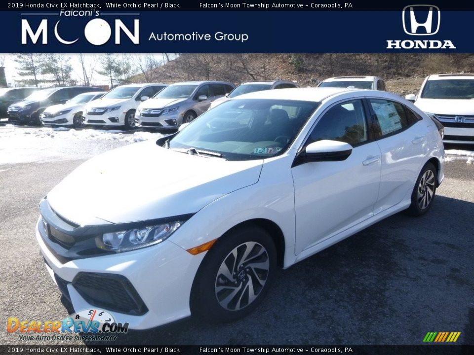 2019 Honda Civic LX Hatchback White Orchid Pearl / Black Photo #1