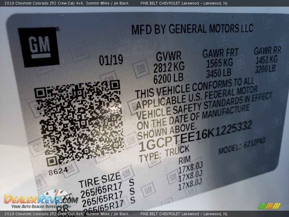 2019 Chevrolet Colorado ZR2 Crew Cab 4x4 Summit White / Jet Black Photo #11