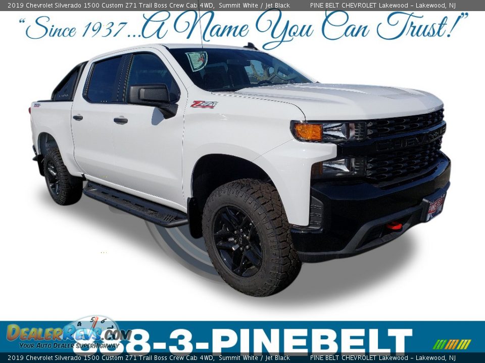 2019 Chevrolet Silverado 1500 Custom Z71 Trail Boss Crew Cab 4WD Summit White / Jet Black Photo #1