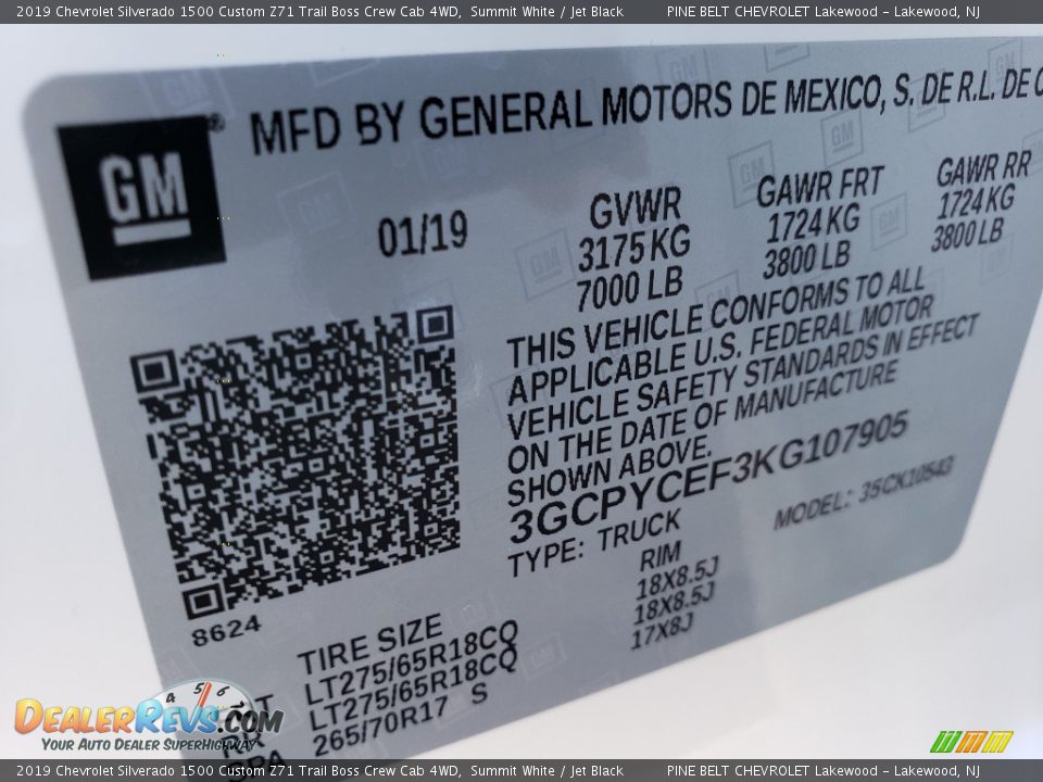 2019 Chevrolet Silverado 1500 Custom Z71 Trail Boss Crew Cab 4WD Summit White / Jet Black Photo #8