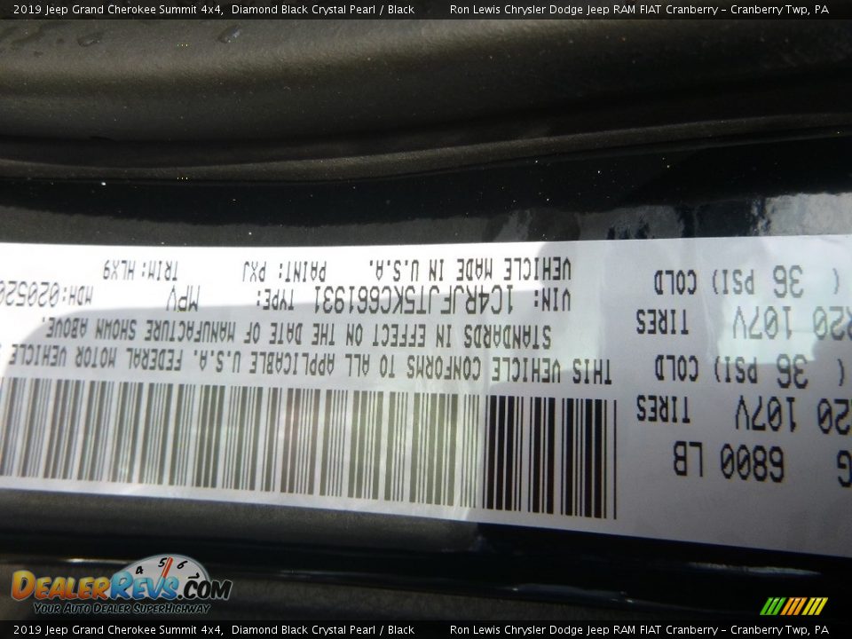 2019 Jeep Grand Cherokee Summit 4x4 Diamond Black Crystal Pearl / Black Photo #15