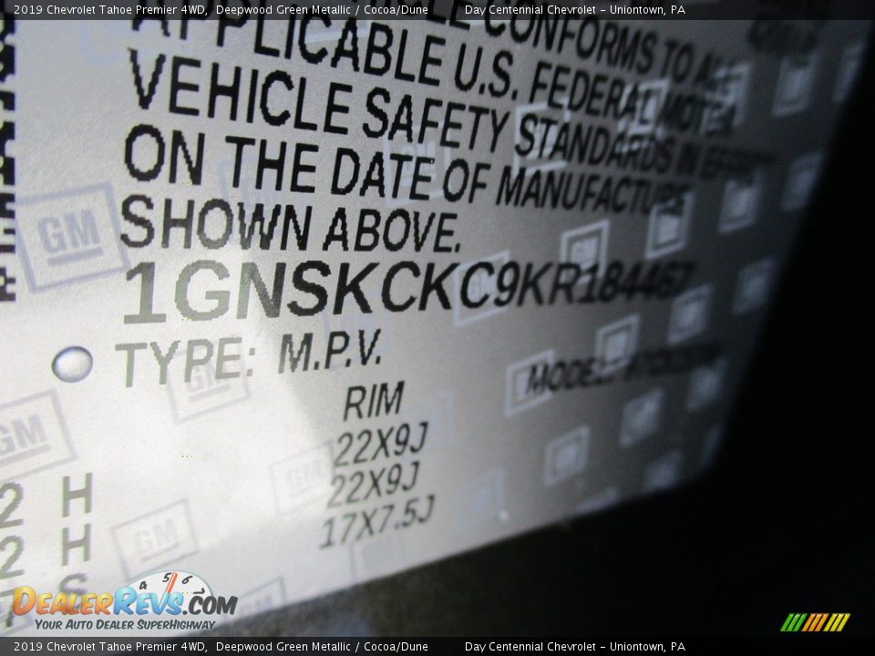 2019 Chevrolet Tahoe Premier 4WD Deepwood Green Metallic / Cocoa/Dune Photo #20