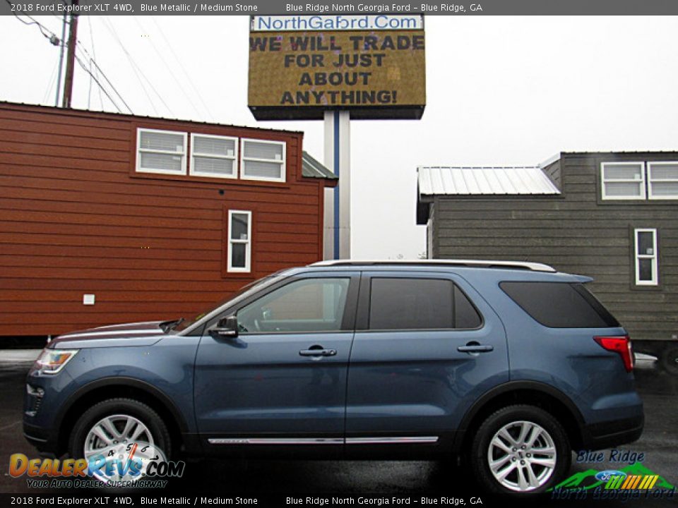 2018 Ford Explorer XLT 4WD Blue Metallic / Medium Stone Photo #2