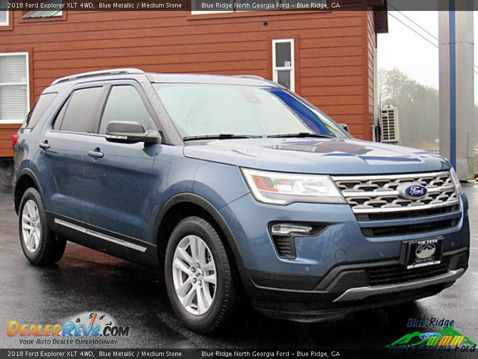 2018 Ford Explorer XLT 4WD Blue Metallic / Medium Stone Photo #7