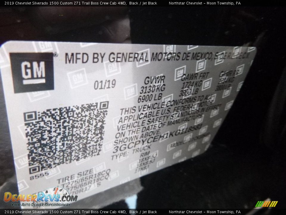 2019 Chevrolet Silverado 1500 Custom Z71 Trail Boss Crew Cab 4WD Black / Jet Black Photo #15