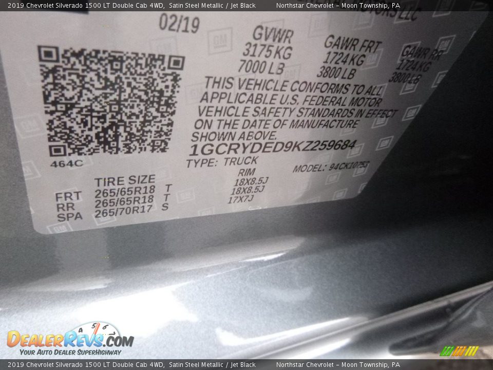 2019 Chevrolet Silverado 1500 LT Double Cab 4WD Satin Steel Metallic / Jet Black Photo #17