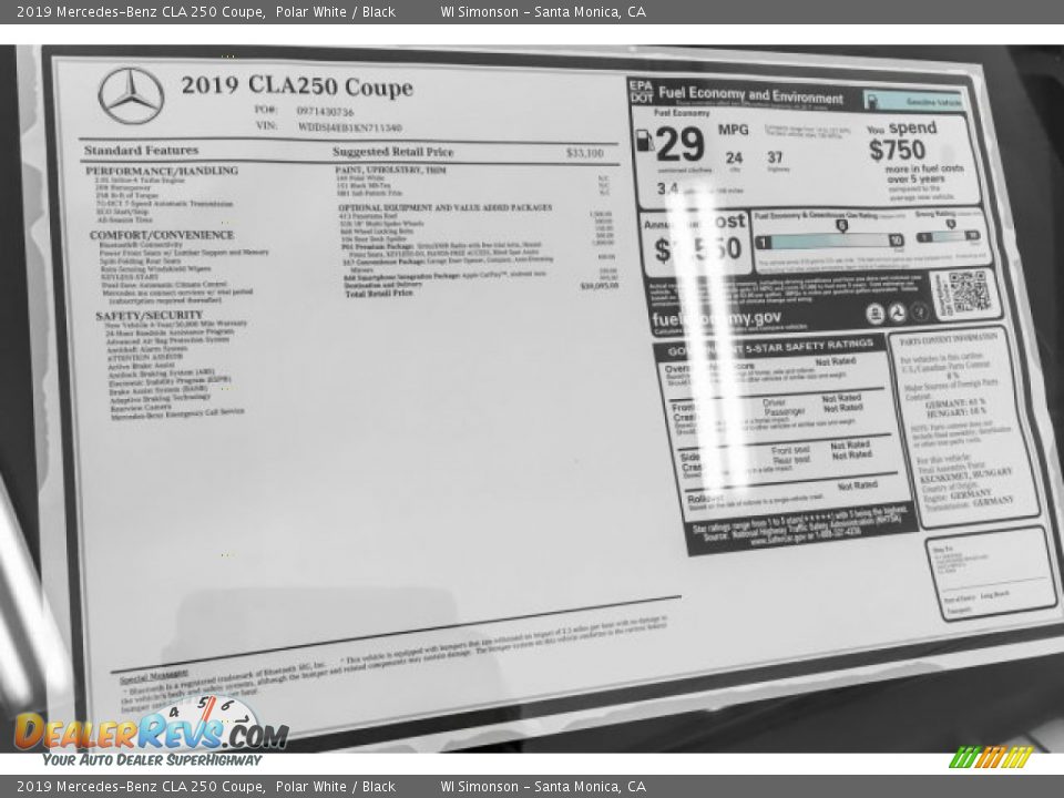 2019 Mercedes-Benz CLA 250 Coupe Polar White / Black Photo #10