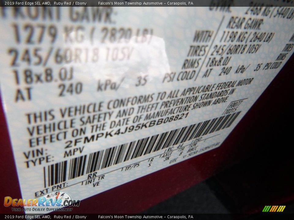 2019 Ford Edge SEL AWD Ruby Red / Ebony Photo #11