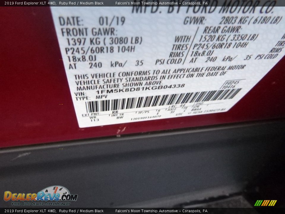 2019 Ford Explorer XLT 4WD Ruby Red / Medium Black Photo #13