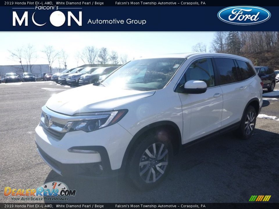 2019 Honda Pilot EX-L AWD White Diamond Pearl / Beige Photo #1