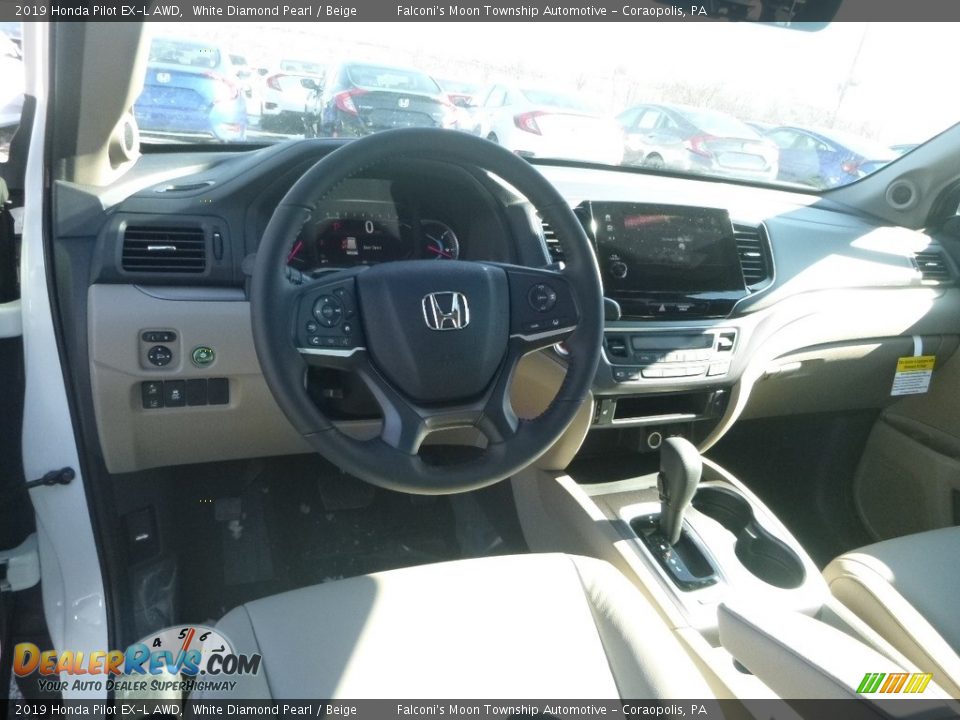2019 Honda Pilot EX-L AWD White Diamond Pearl / Beige Photo #10