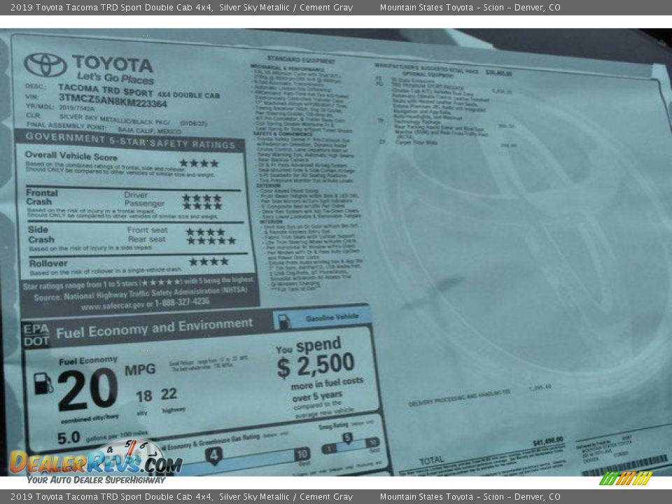 2019 Toyota Tacoma TRD Sport Double Cab 4x4 Silver Sky Metallic / Cement Gray Photo #36