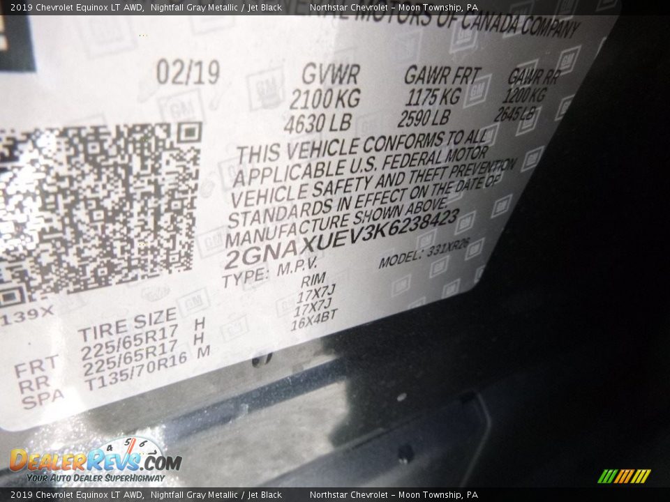 2019 Chevrolet Equinox LT AWD Nightfall Gray Metallic / Jet Black Photo #16