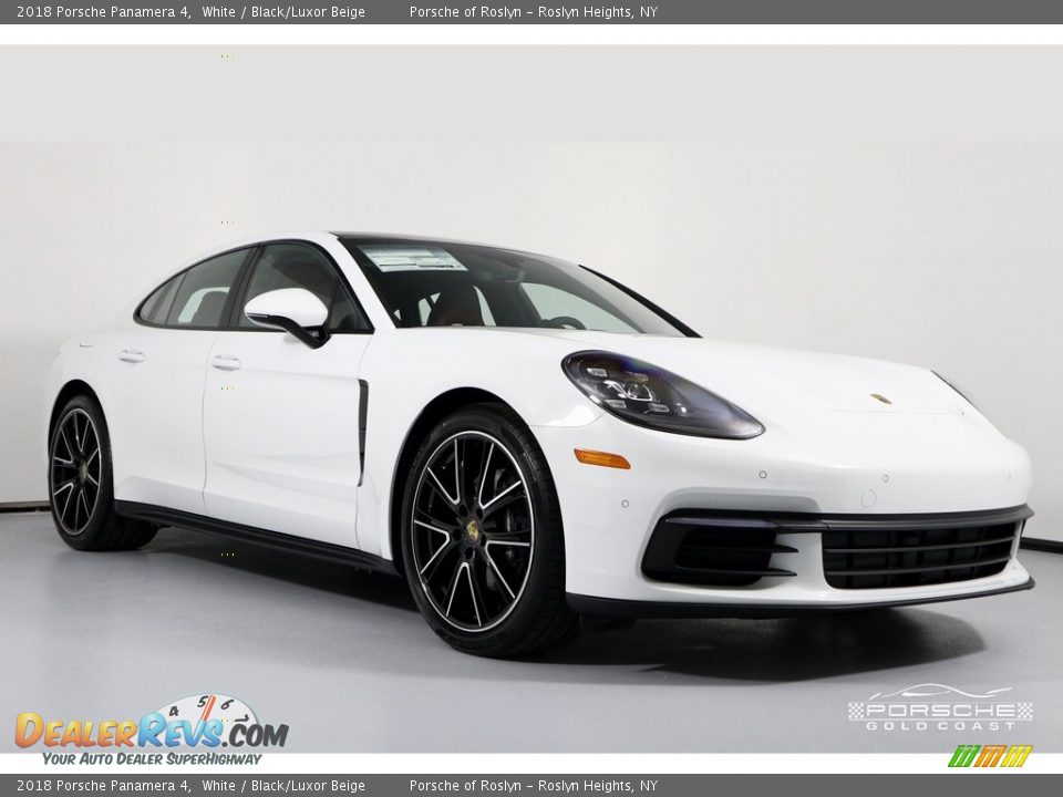 2018 Porsche Panamera 4 White / Black/Luxor Beige Photo #1